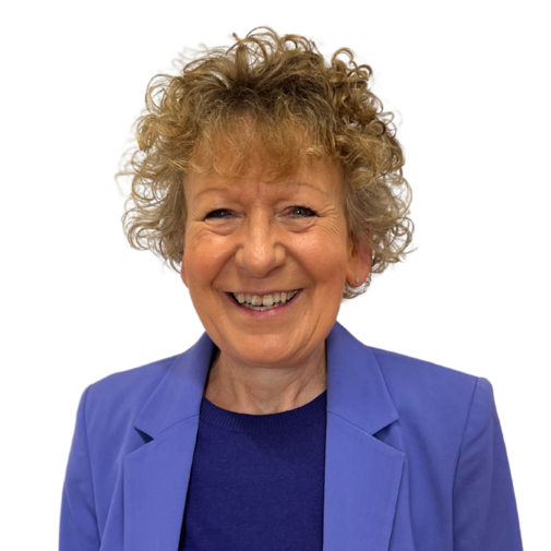 Anita Winkler im lilanen Anzug