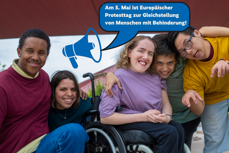 Junge Menschen mit Behinderungen haben gemeinsam Spa&szlig;.