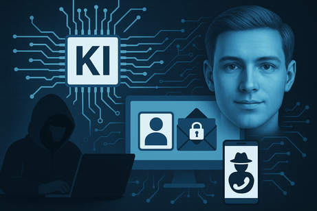 Ein kryptisches Bild mit einem Kopf und KI-Elementen