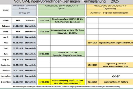 Terminplan 2025