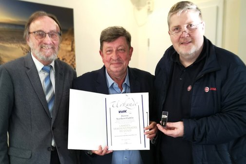 von links nach rechts: Kreisvorsitzender Hans Werner Kaiser, Norbert Faltin und Heinz Schaumann