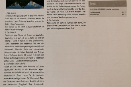 Marx Reisen Mehrtagestour 2026 Infozettel