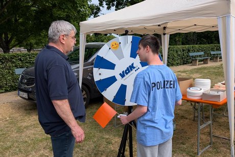 Herr Seiler beim Glücksrad