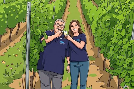 Meike und Siggi im Weinberg 1 und 2 Vorsitzende des Ortsverbandes