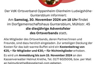 Einladung zur VDK-Adventsfeier