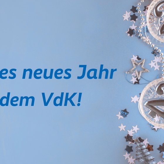 Schriftzug: Ein frohes neues Jahr mit dem VdK!" und die Zahl 2026