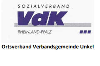 Das Logo des VdK Rheinland-Pfalz mit der Schriftzug des Ortsverbandes der Verbandsgemeinde Unkel