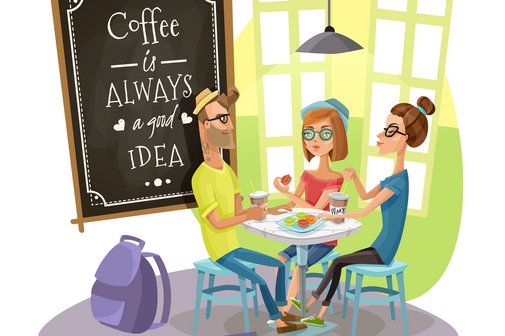 eine Gruppe beim Kaffee trinken