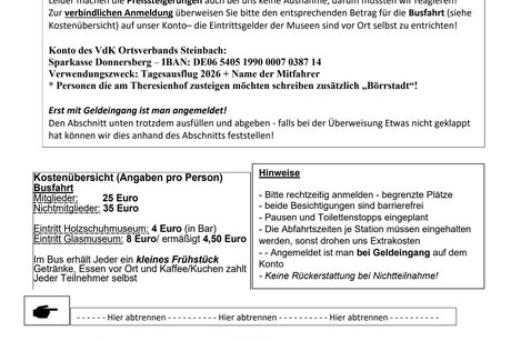 Infoblatt Ausflug mit Anmeldeabschnitt Infoblatt