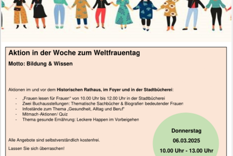 Screenshot des Flyers im oben herunterladbarem PDF zu International Womens Day - Veranstaltung am 6.3.2025