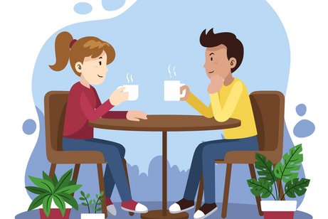 Ein Paar beim Kaffee trinken