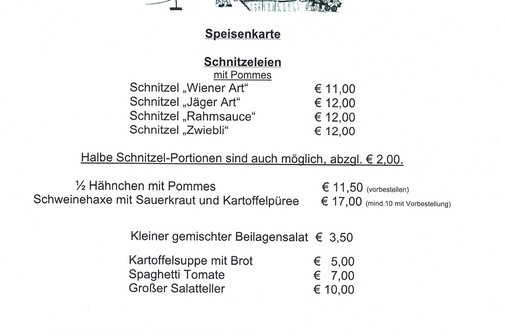 Speisekarte Ponyhof Ludwig 1