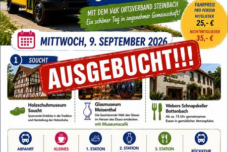 Ausflug ist Ausgebucht - keine Anmeldungen mehr möglich! Infoblatt