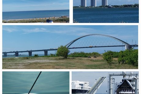 Bildercollage Fehmarn; Brücken, Meer und Fähre