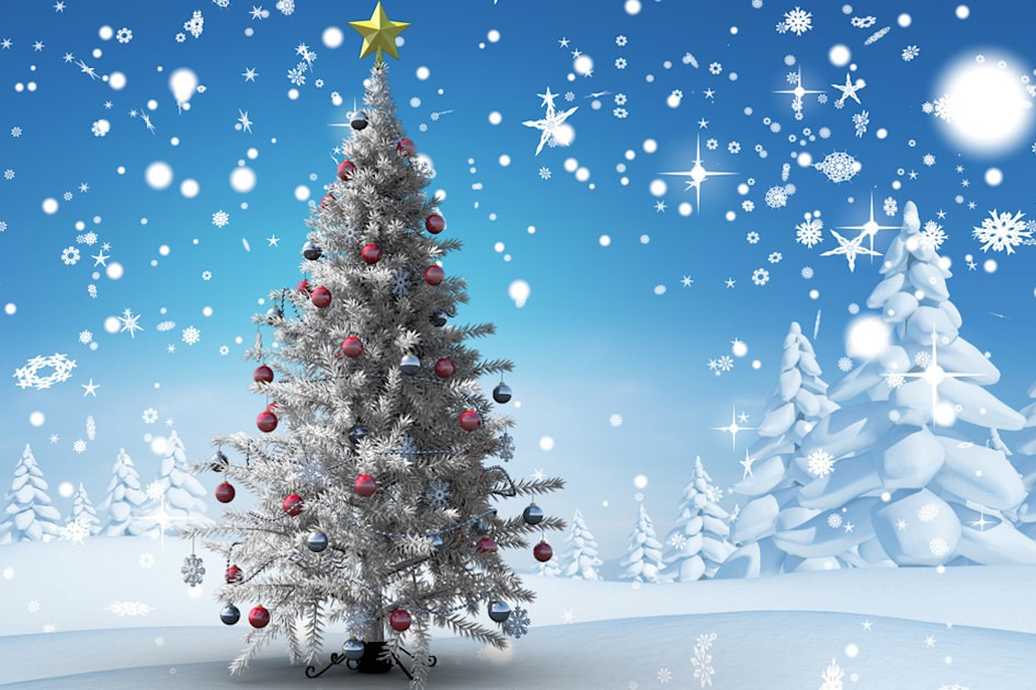 Weihnachsbaum in Schneelandschaft