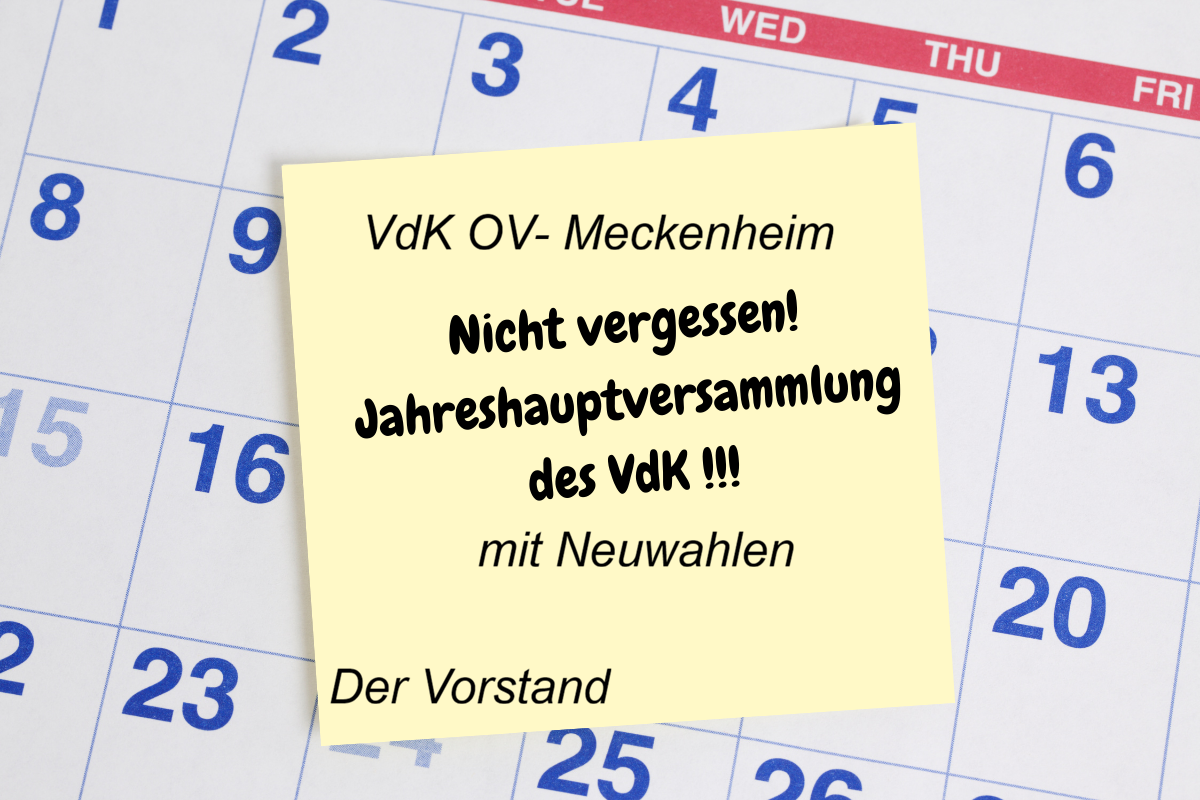 Nicht vergessen ! Kalender zur Erinnerung an Jahreshautversammlung mit Neuwahlen