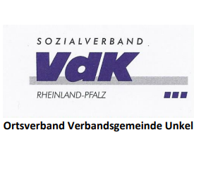 Das Logo des VdK Rheinland-Pfalz mit der Schriftzug des Ortsverbandes der Verbandsgemeinde Unkel