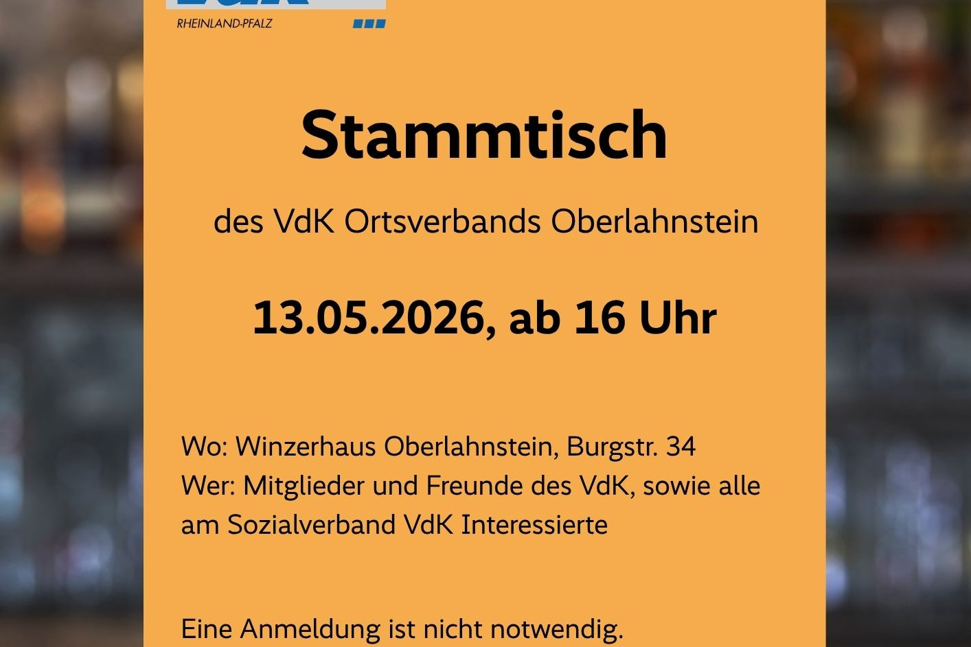 Einladung zum Stammtisch 13. Mai 2026