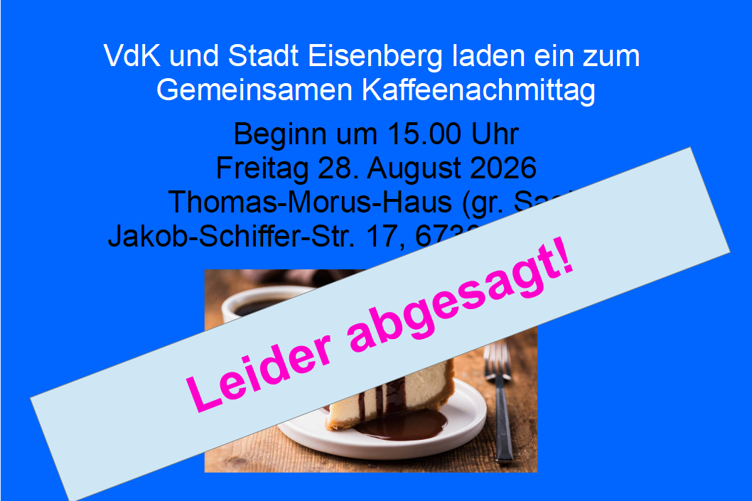 Absage Kaffeenachmittag August Absage Kaffeenachmittag August