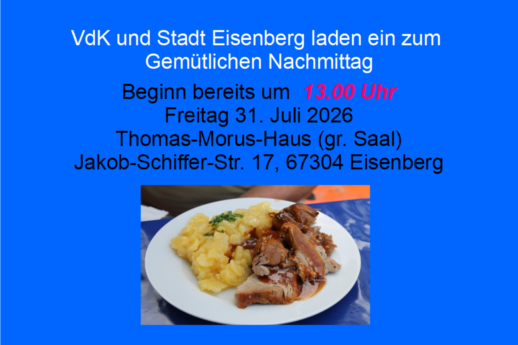 Einladung zum gem&uuml;tlichen Nachmittag mit Essen