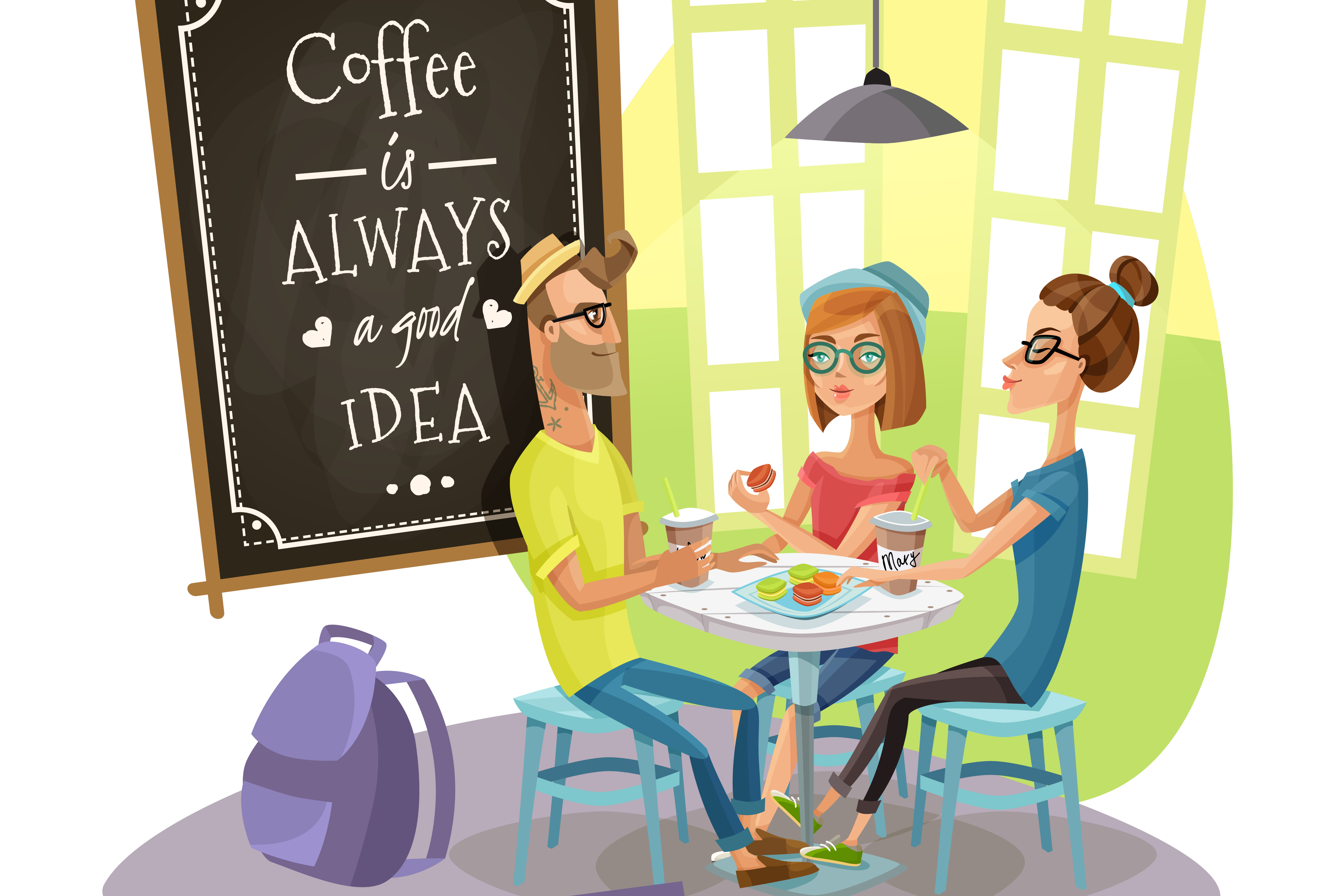 eine Gruppe beim Kaffee trinken